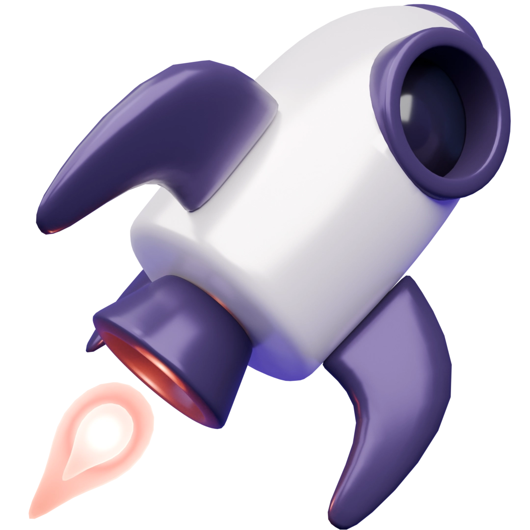 3D Render of a Rocket Ship, Toon style, representing game design